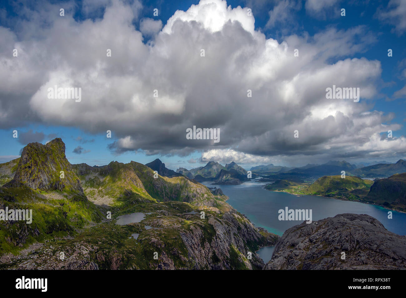Mountain landscape, Flakstad, Lofoten, Nordland, Norway Stock Photo