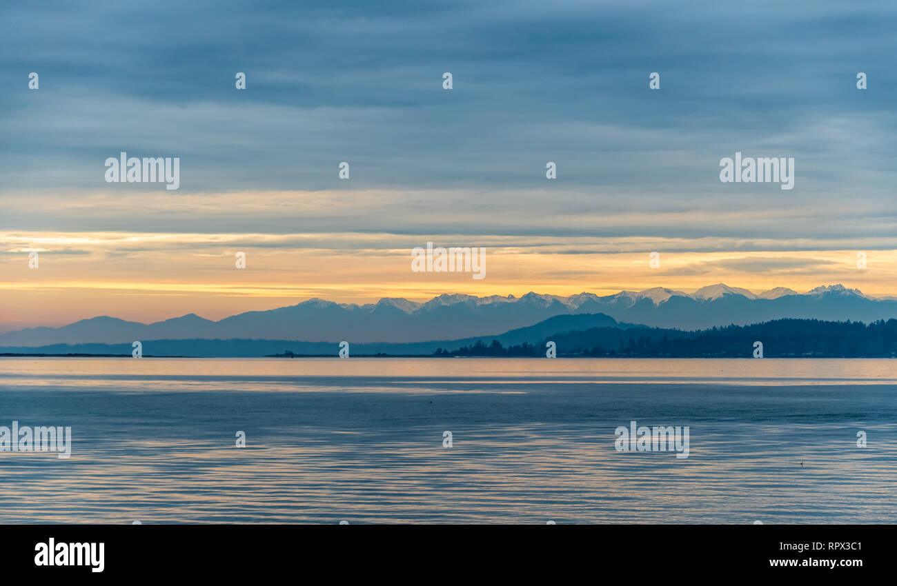 Olympic Mountains and Salish Sea, British Columbia, Canada Stock Photo