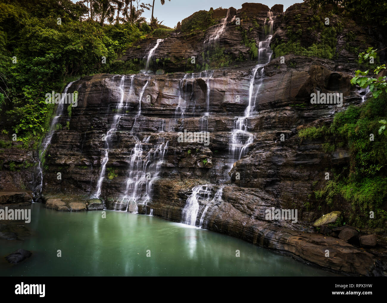 Waterfall in a Ciletuh-Palabuhanratu geopark, West Java, Indonesia Stock Photo