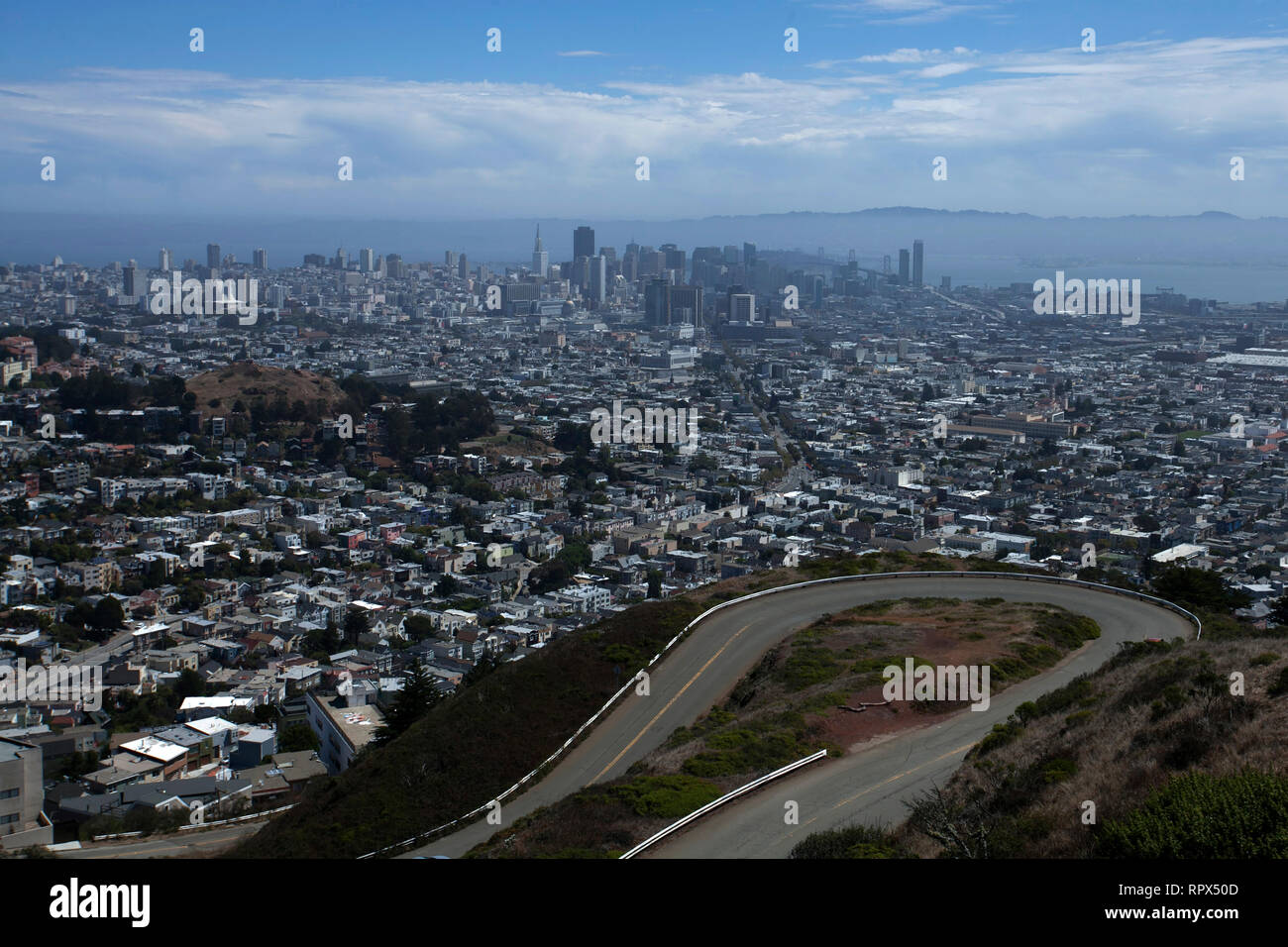 Aerial cityscape, Twin Peaks, San Francisco, California, United States