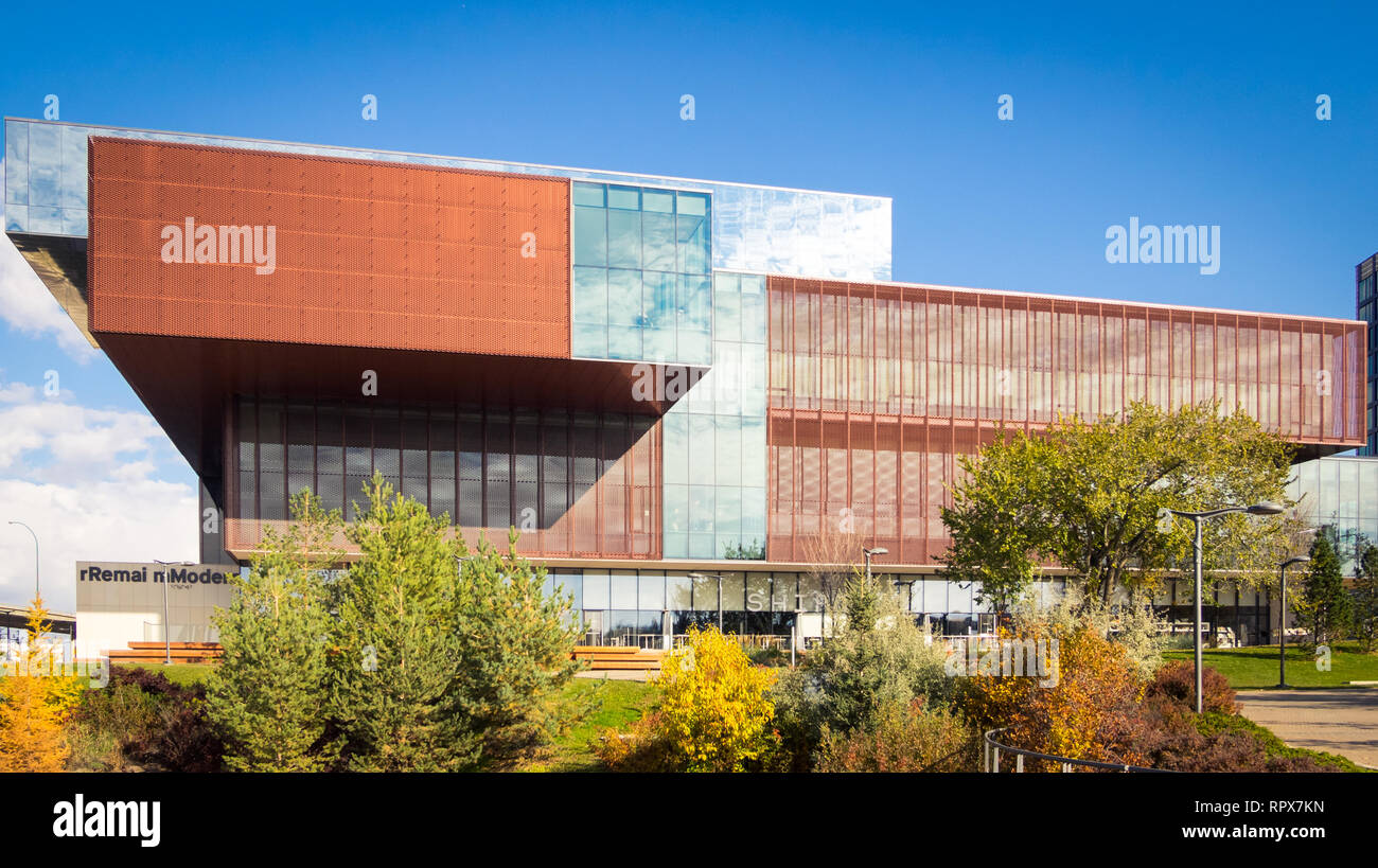 The exterior of the Remai Modern Art Gallery in autumn. Saskatoon, Saskatchewan, Canada. Stock Photo