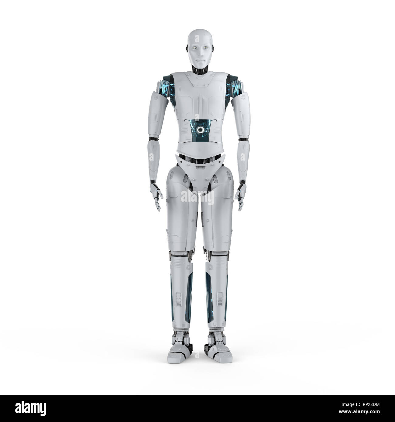 3d rendering humanoid robot full body on white background Stock Photo -  Alamy