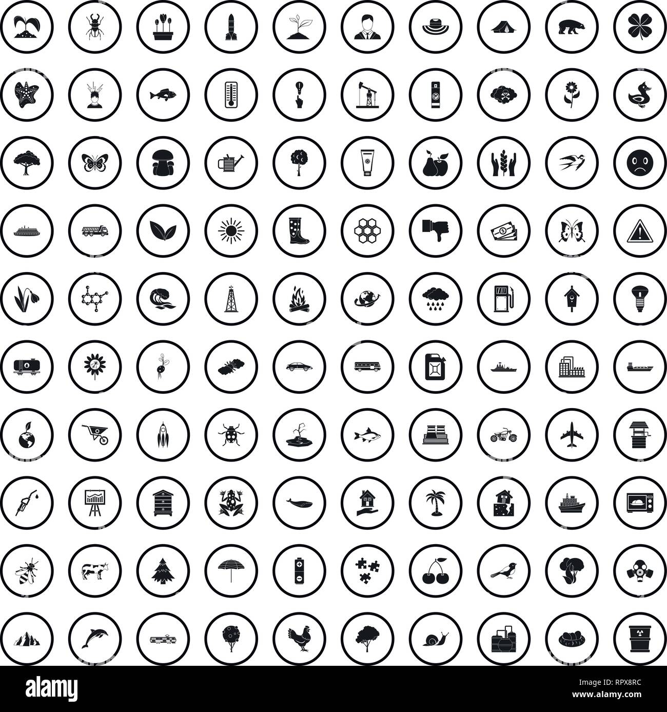 100 global warming icons set in simple style Stock Vector Image & Art ...