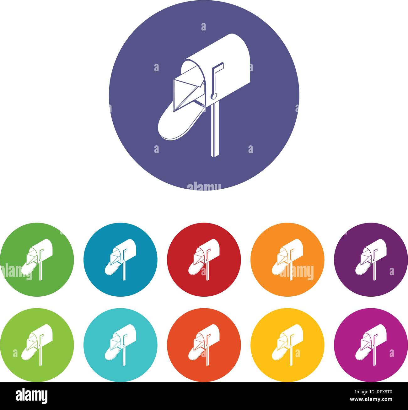 Open house postbox icons set vector color Stock Vector