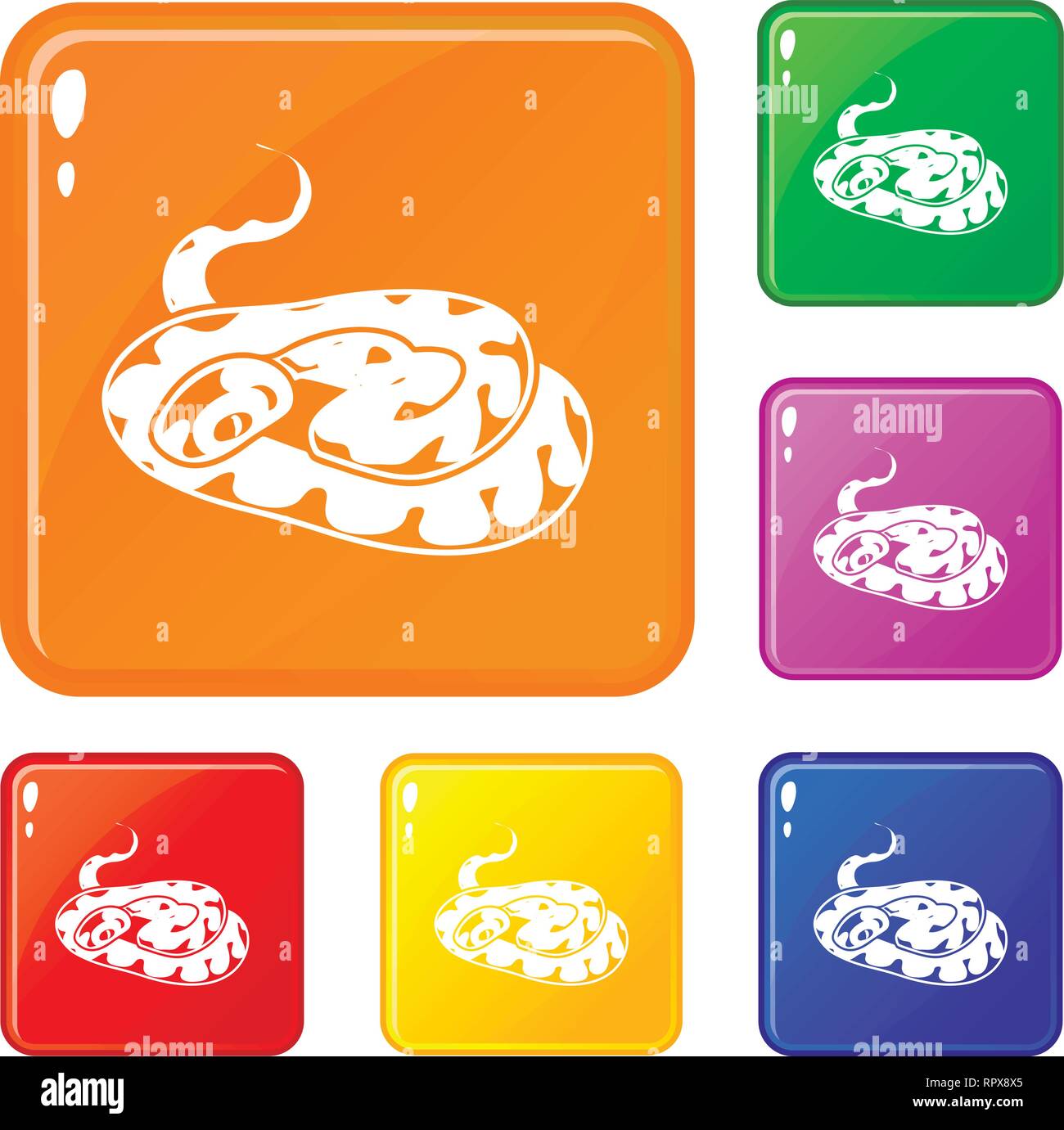 Snake Icon Set   Vector Stock Vector Illustration Of Painted   130004398