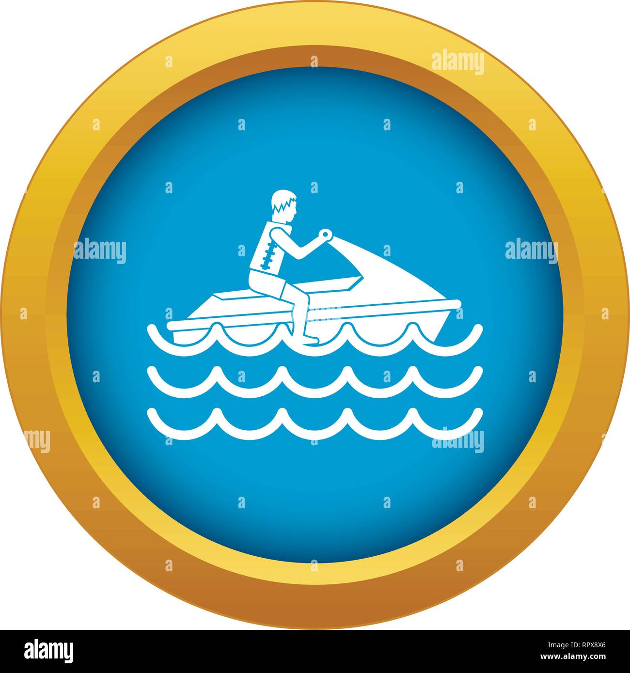 Man on jet ski rides icon blue vector isolated Stock Vector Image & Art