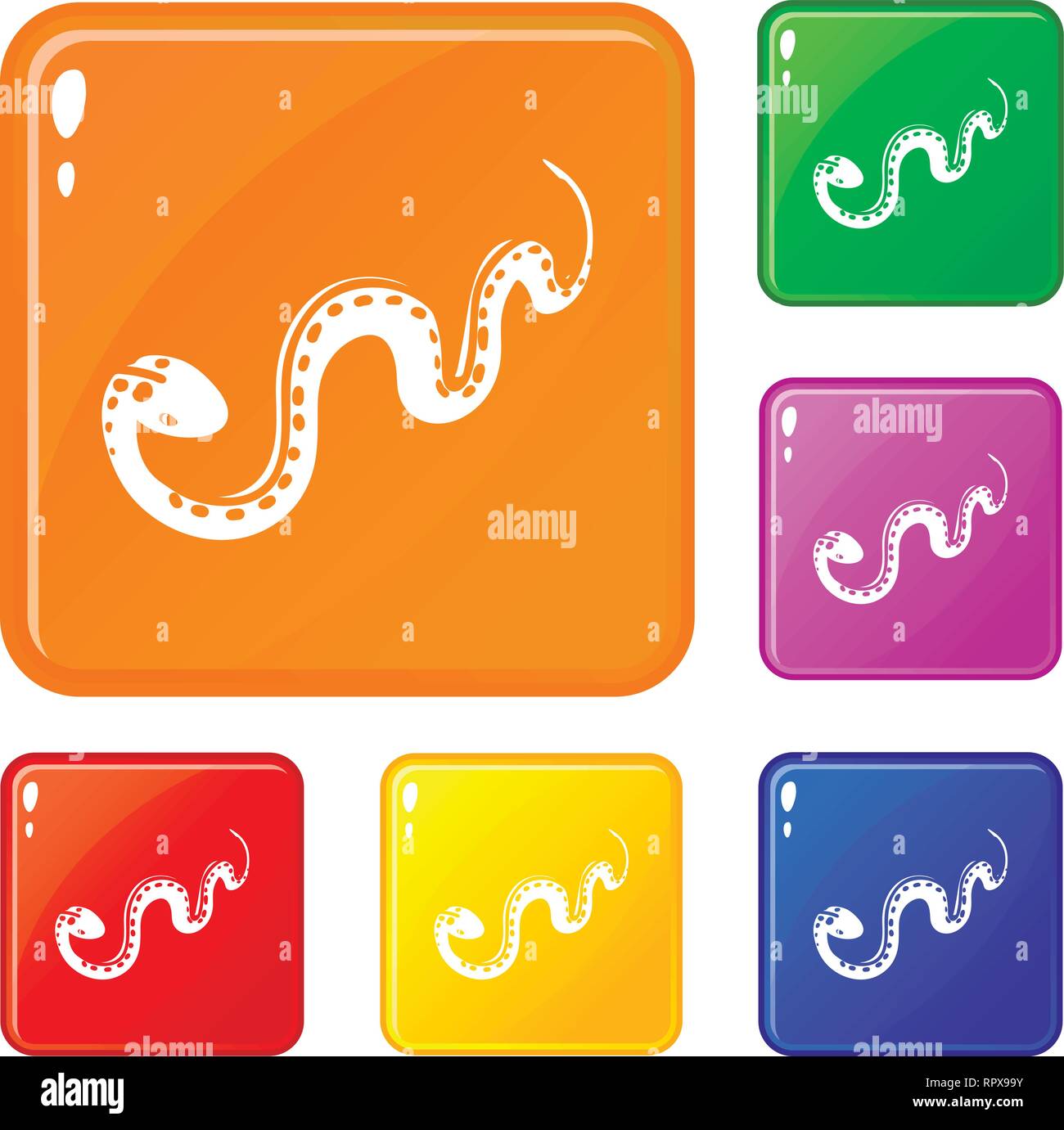 Desert snake icons set vector color Stock Vector