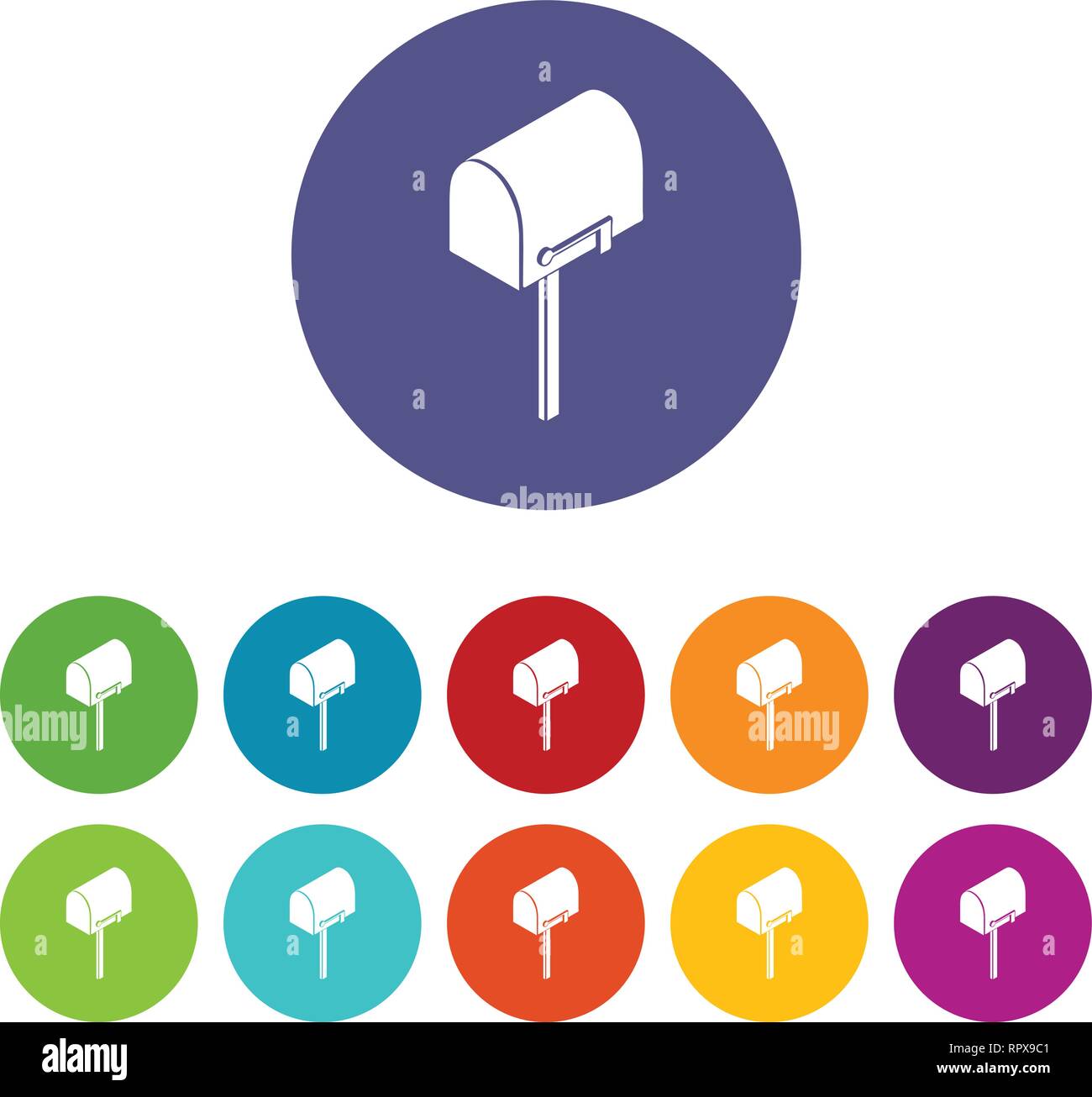 House postbox icons set vector color Stock Vector
