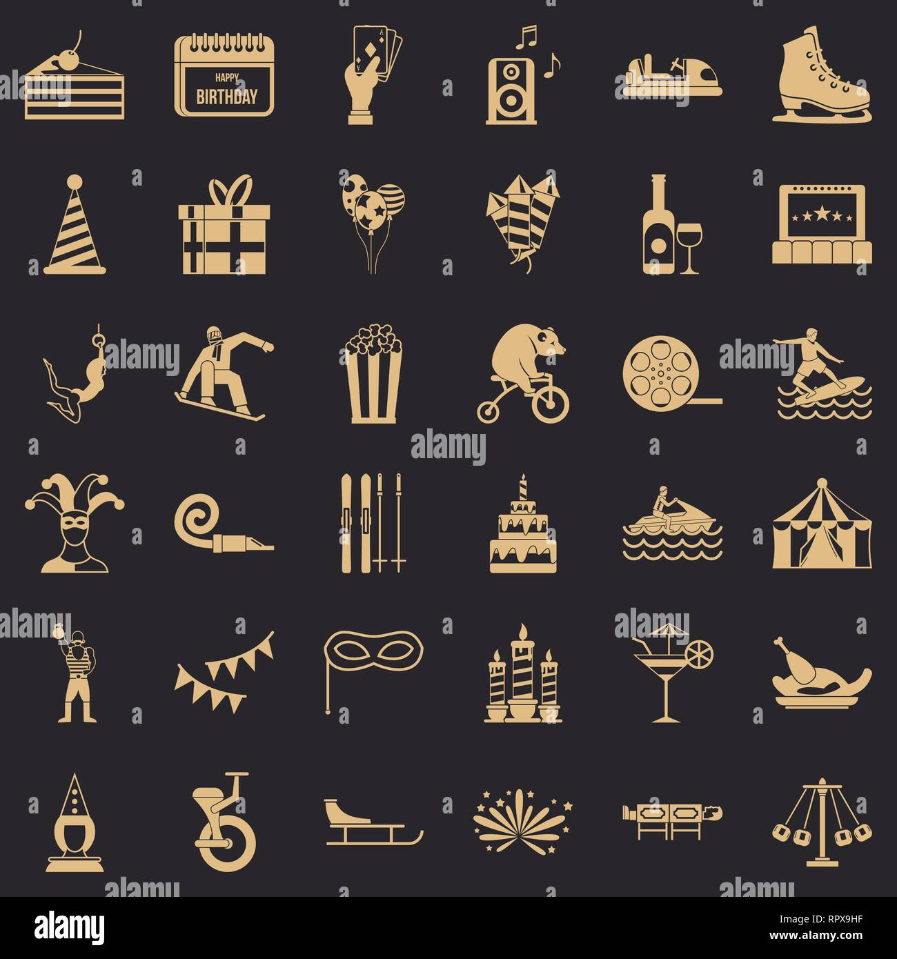 Amusement park icons set, simple style Stock Vector Image & Art - Alamy