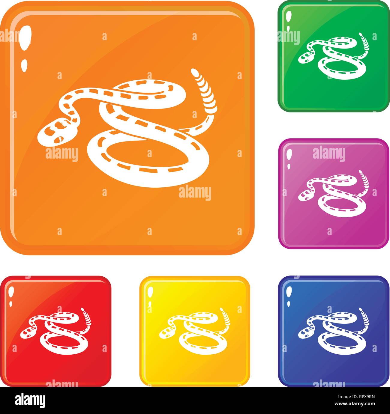 Rattlesnake icons set vector color Stock Vector