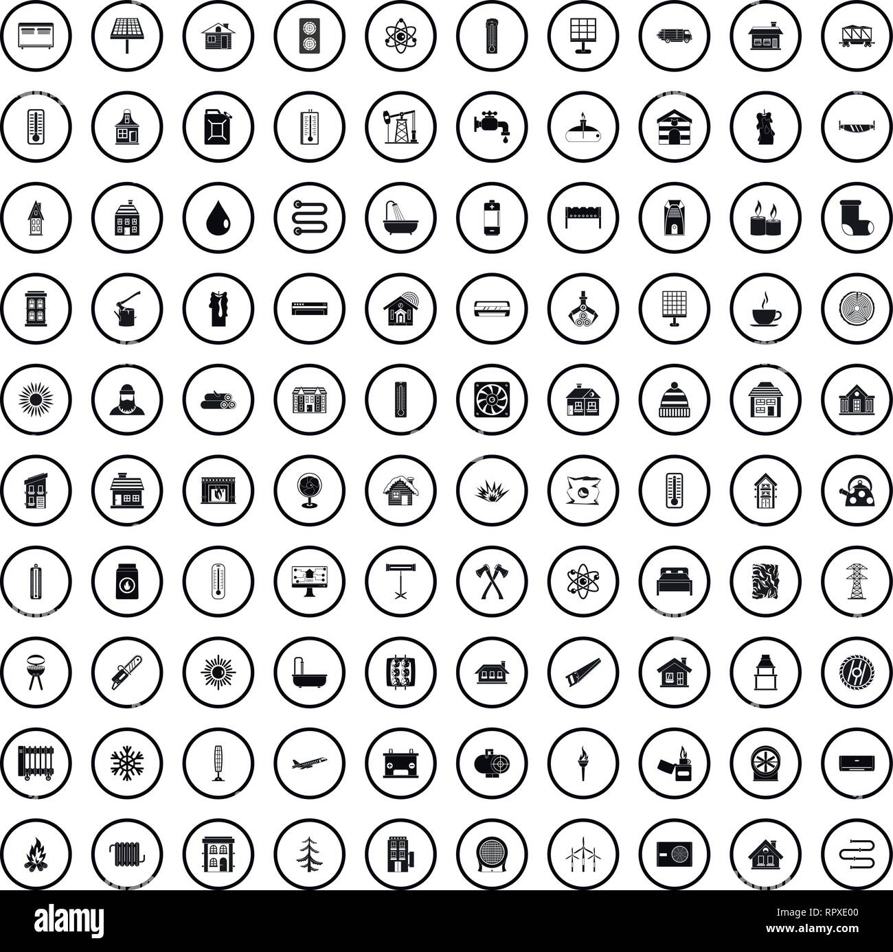 100 heating icons set, simple style Stock Vector Image & Art - Alamy