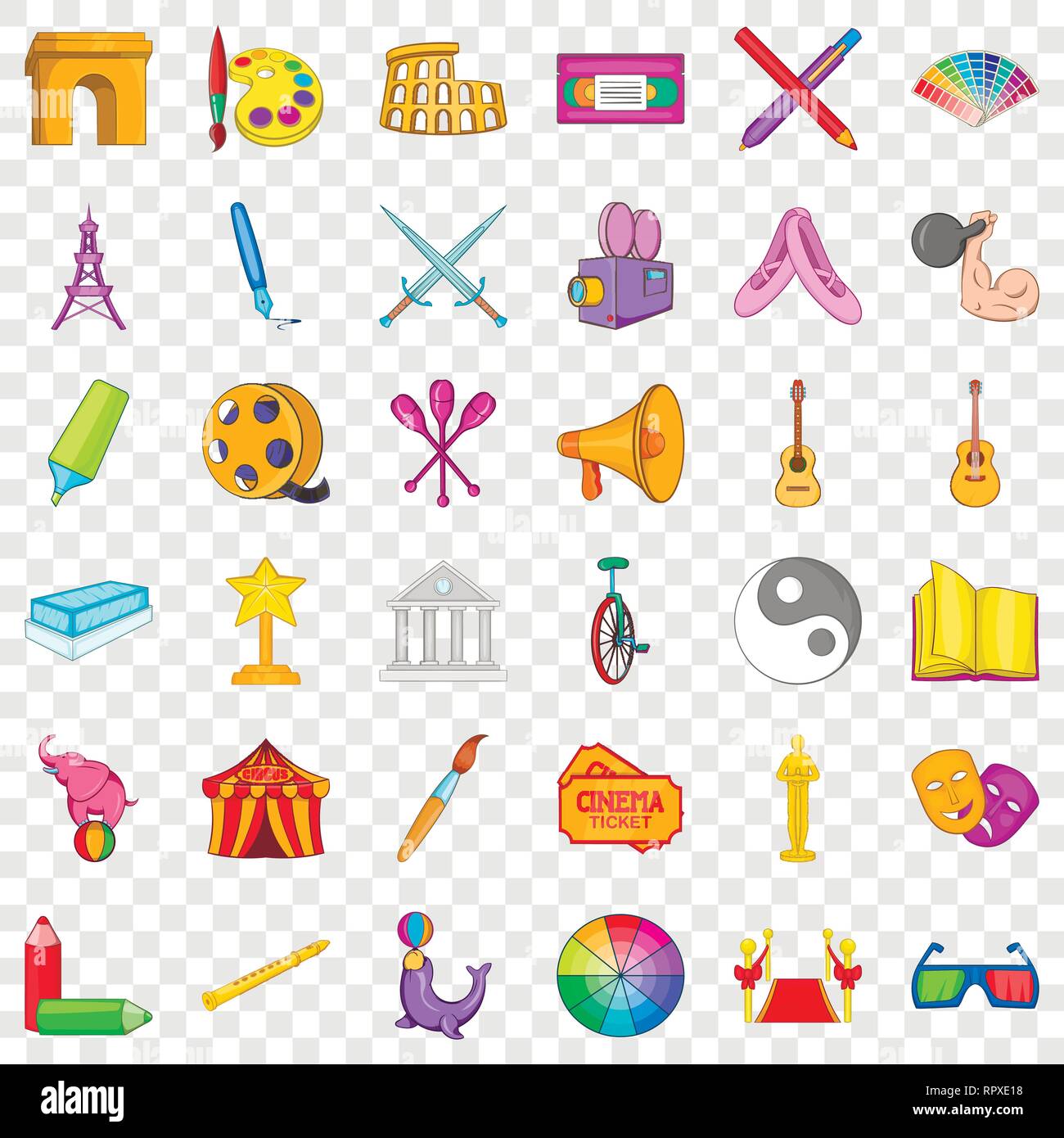 Cinema icons set, cartoon style Stock Vector Image & Art - Alamy