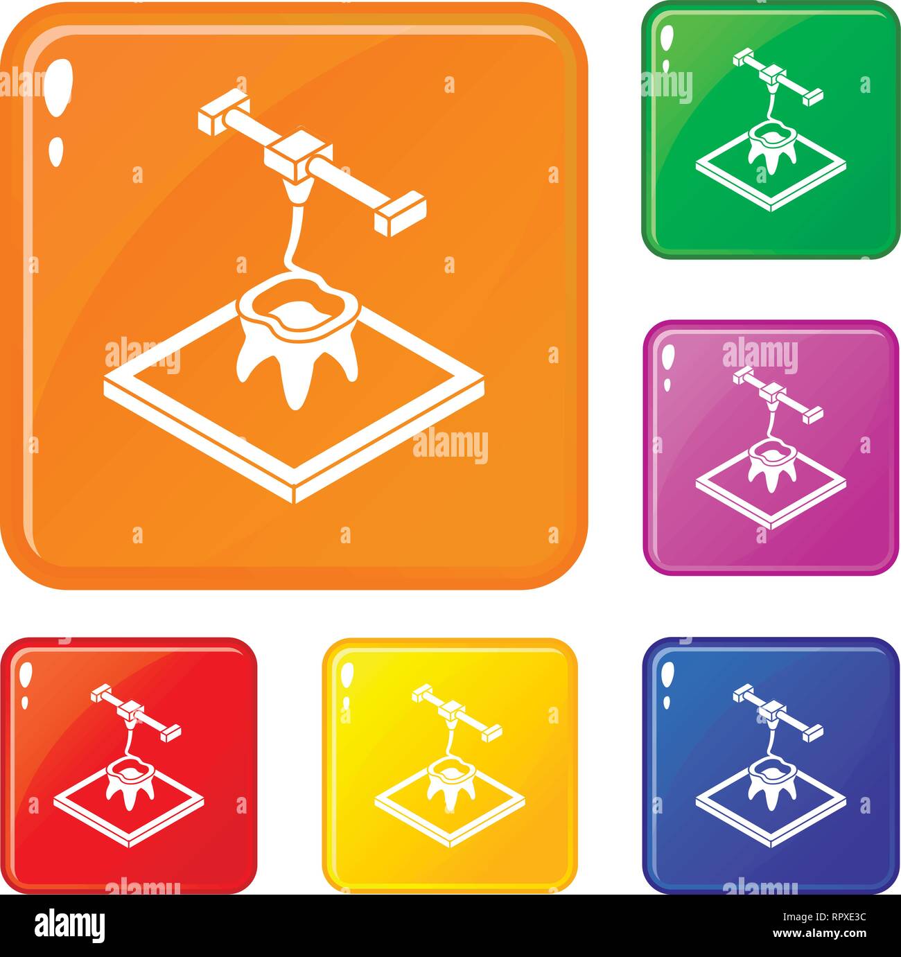 Tooth d printing icons set vector color Stock Vector Image & Art - Alamy