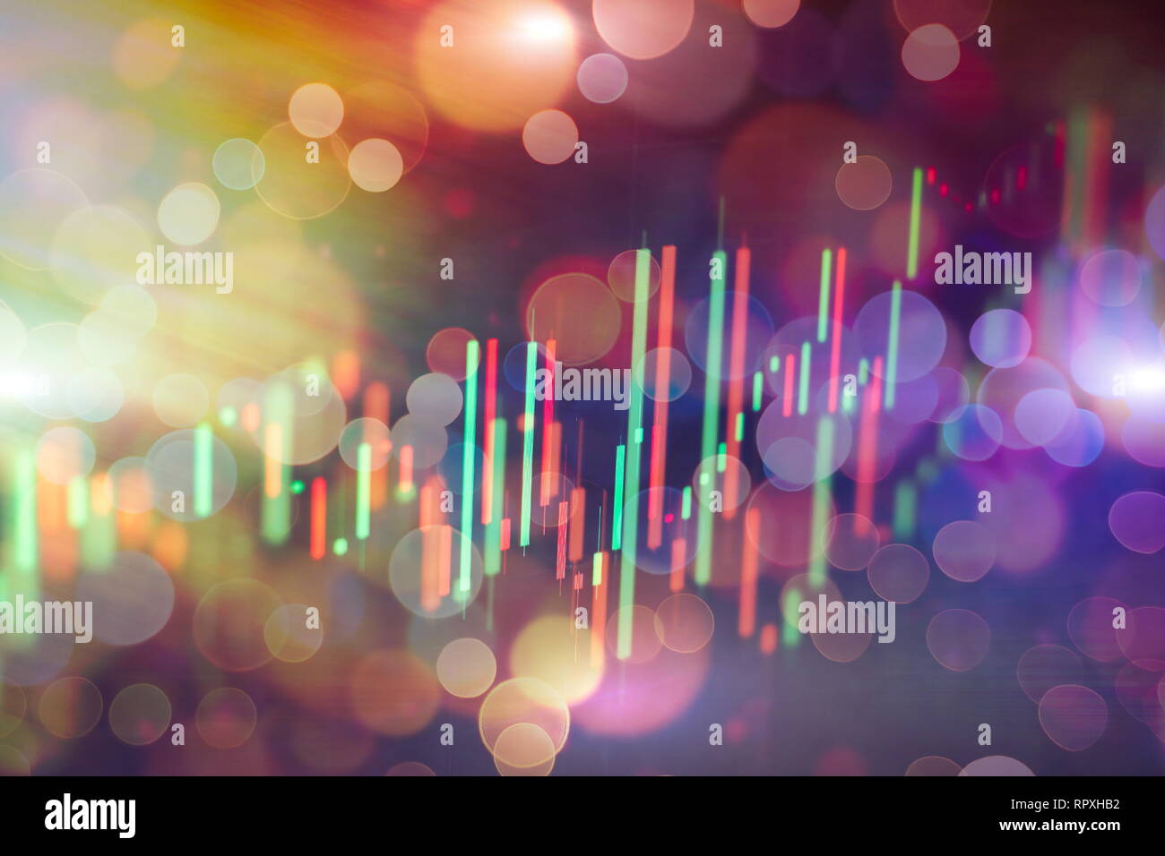 Forex glowing graphs of different colors showing financial market ...