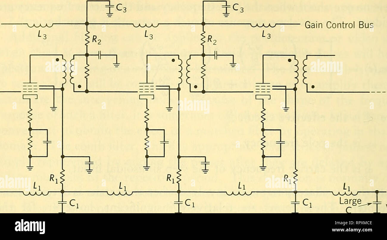 Airborne Radar Airplanes Guided Missiles 378 The Radar Receiver Gain Control Bus R 1 2 X 2 1 2 Plate C X Voltage Supply L2 Heater Supply Fig 7 10 Typical Arrangement Of If