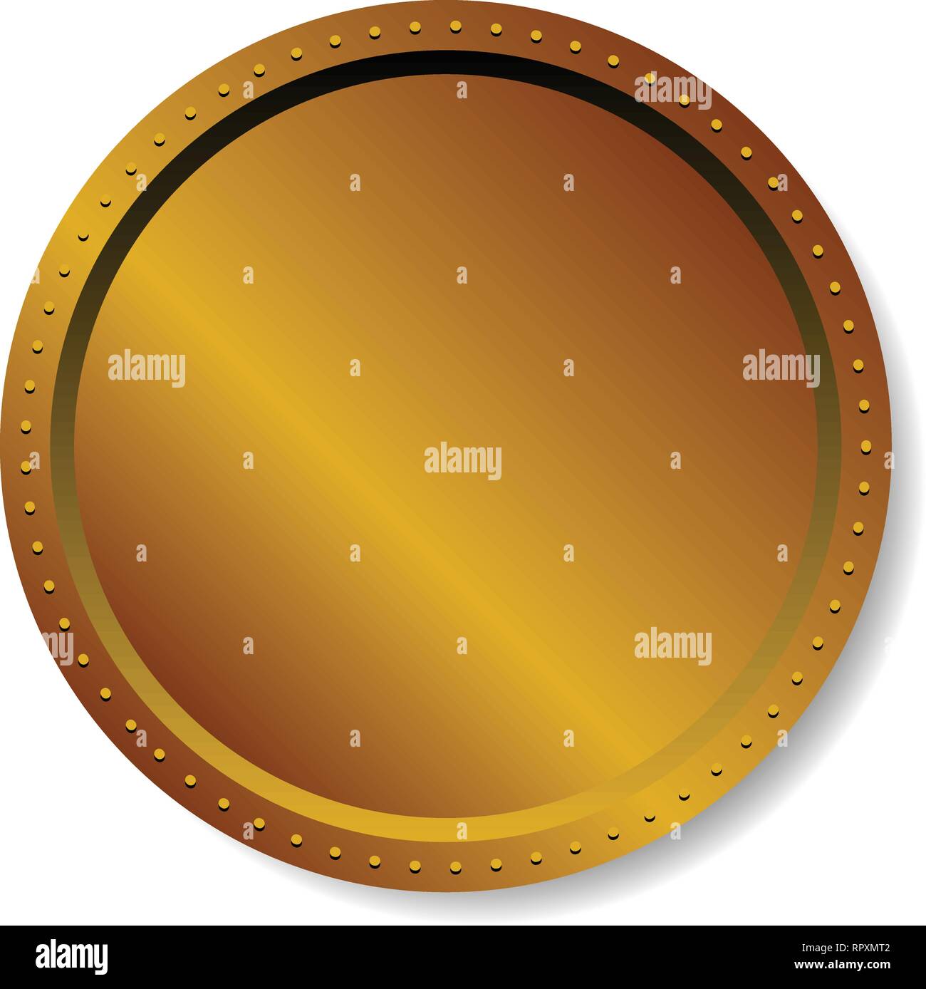 Precious metal badge, button isolated on white Stock Vector