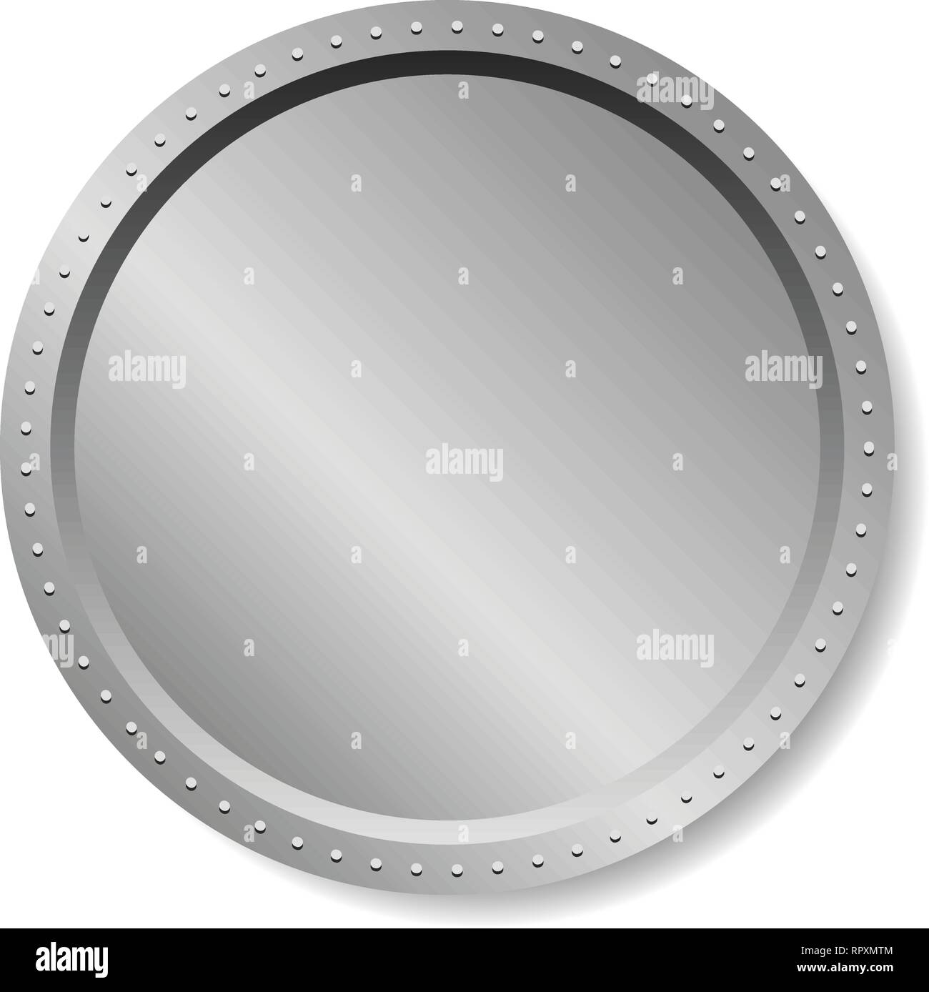 Precious metal badge, button isolated on white Stock Vector