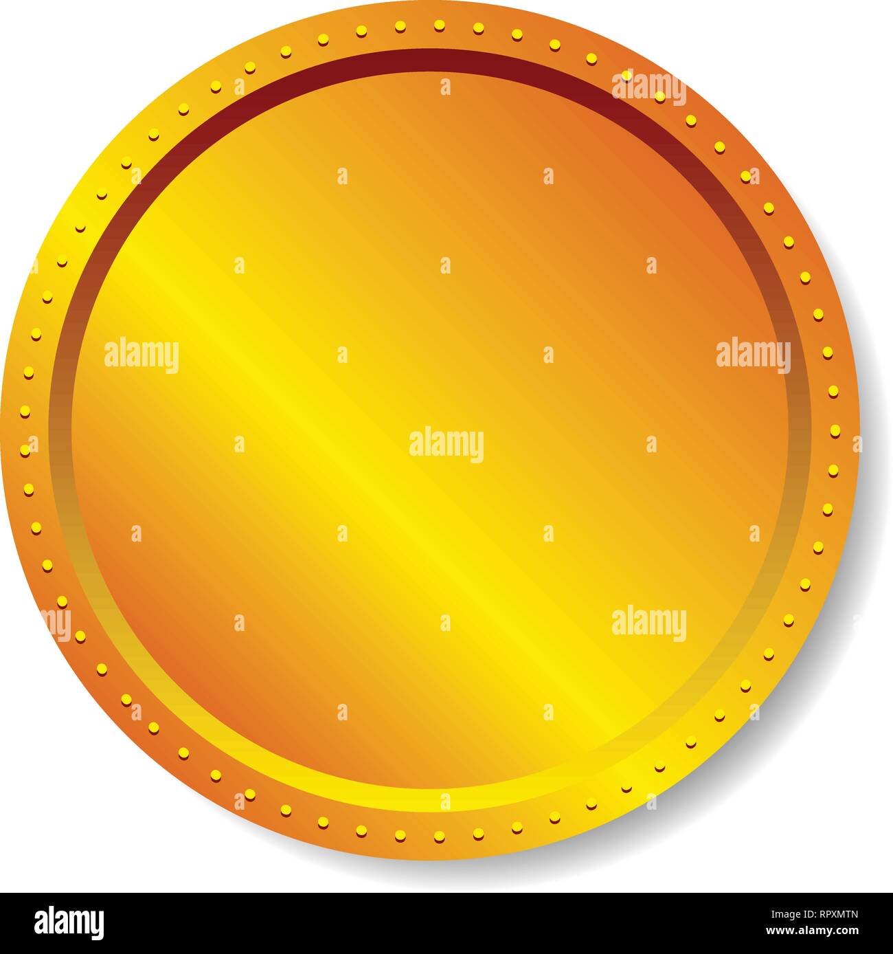 Precious metal badge, button isolated on white Stock Vector