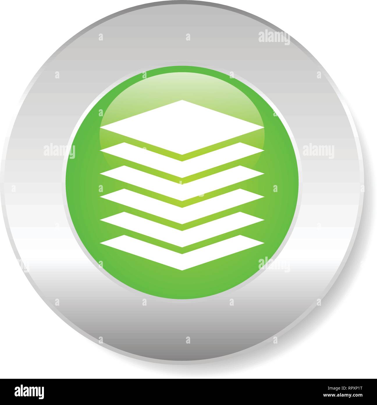 Stacked layers, tower symbol over green background. Tower, layer icon ...