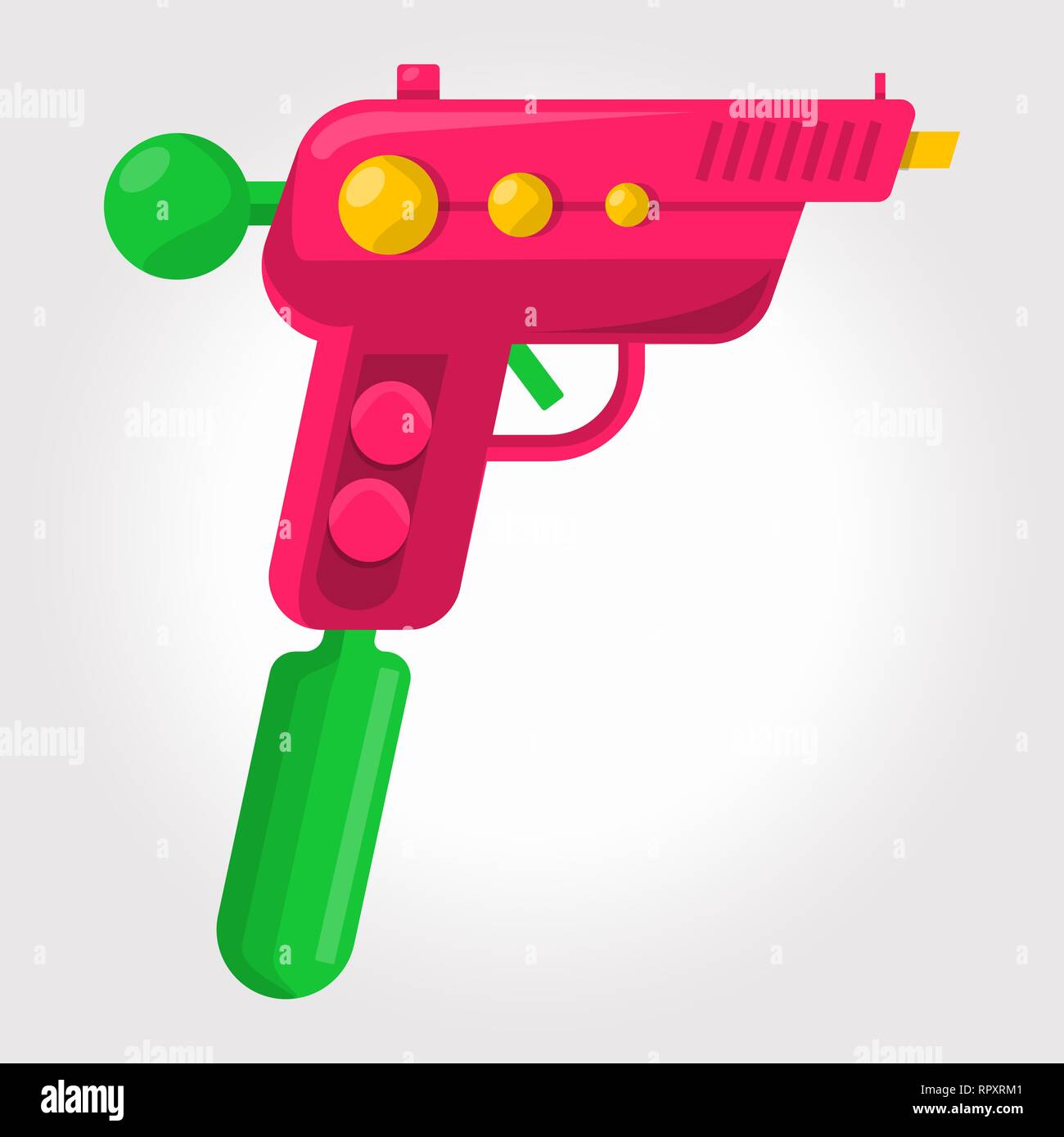 Red kids toy ,cosmic water gun on a white background. Stock Vector