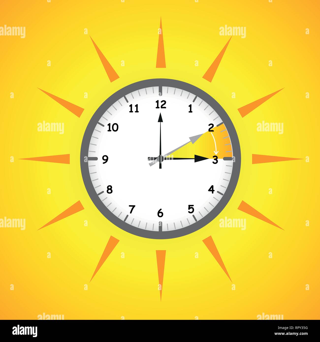 sun clock summer time daylight saving time vector illustration EPS10 Stock Vector