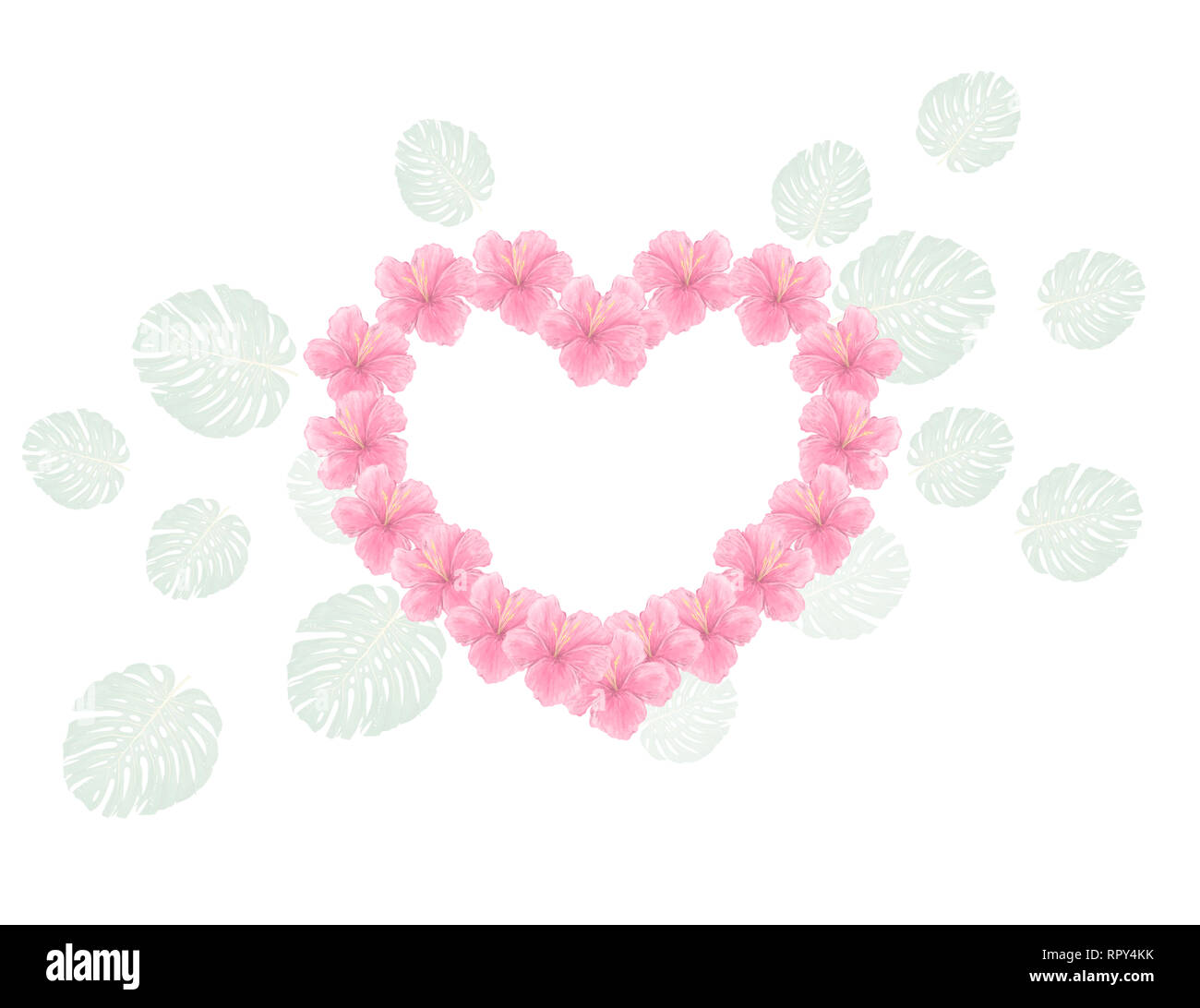 Card with pink flowers heart shaped for text. illustration Valentines ...