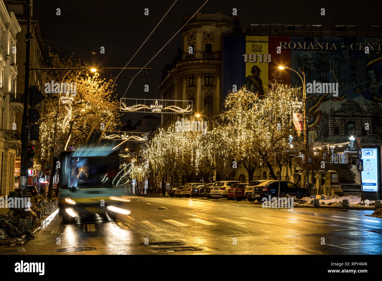 Bucaresti at night Stock Photo - Alamy