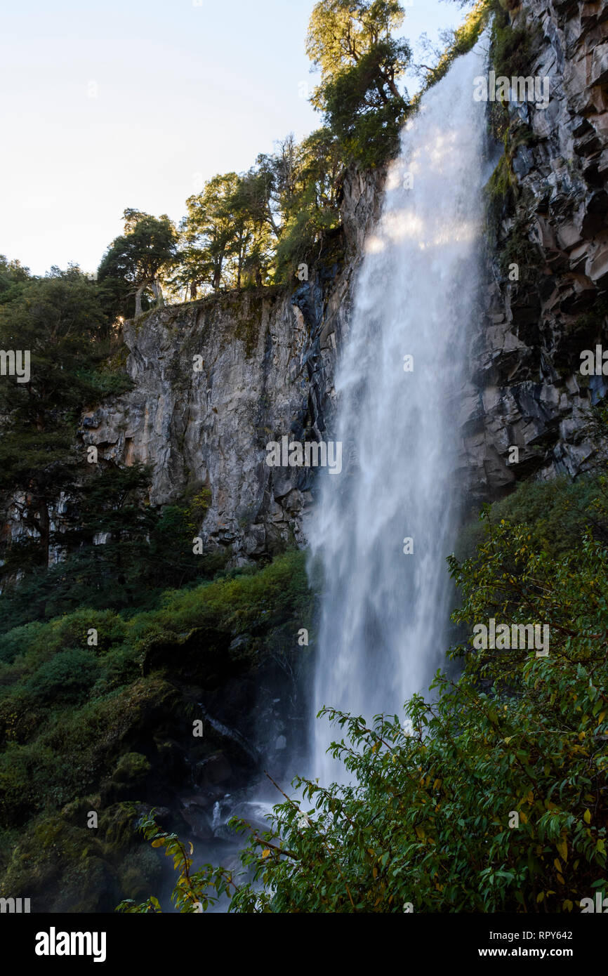 El Saltillo waterfall located in Lanin National Park, Patagonia