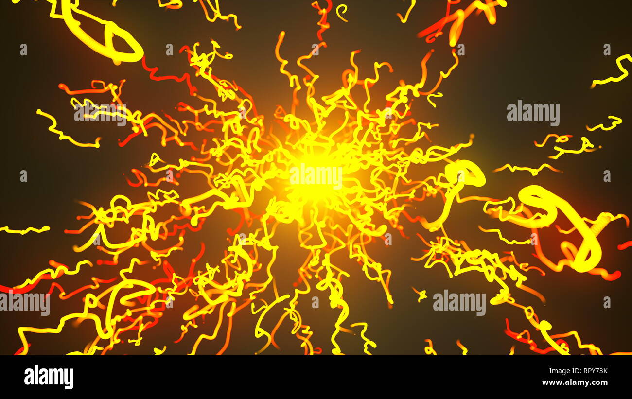 Bright particle explosion, cartoon style, 3d render background ...