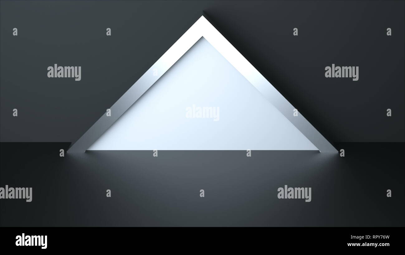 3d render with triangle shape, surface with reflection, abstraction of ...