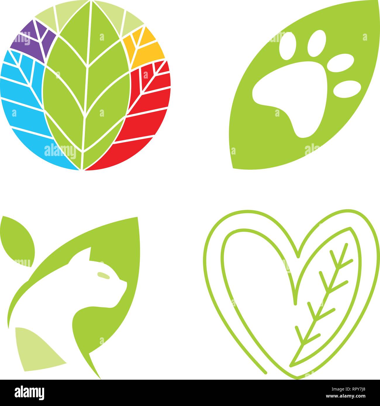 Leaf Logo Design Vector Template Set Stock Vector Image & Art - Alamy