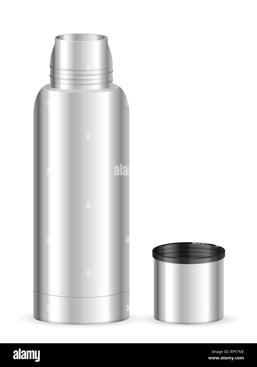 Thermos flask on a white background. Vector illustration Stock Photo