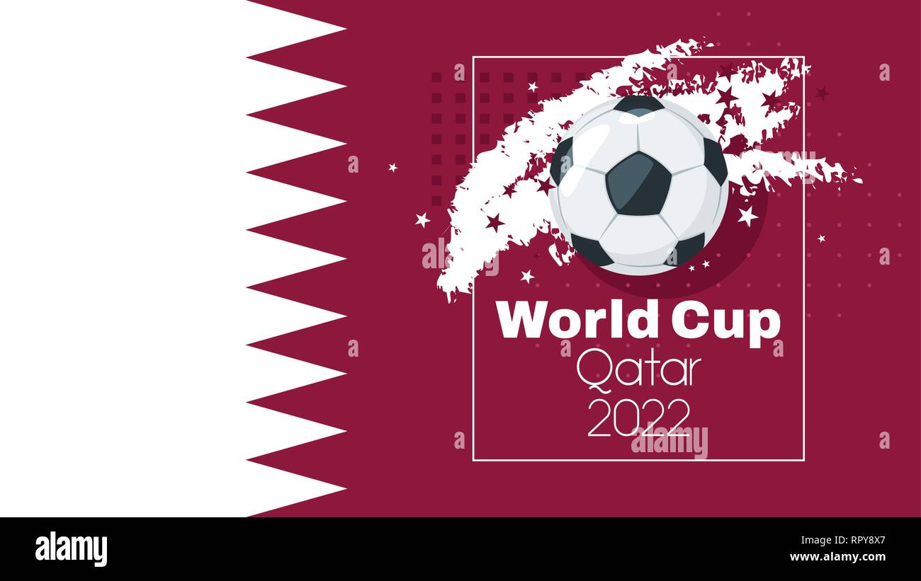 Soccer World cup 2022 tournament design banner or template with leather