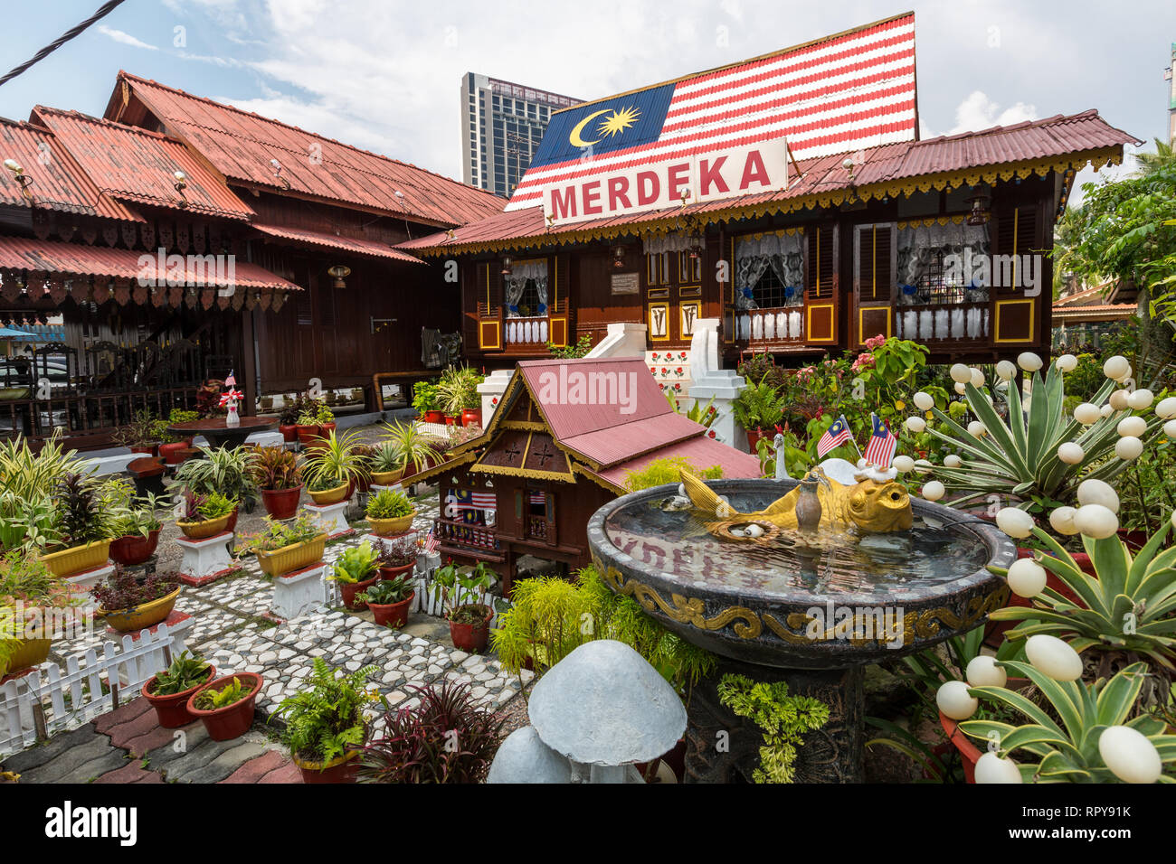 Kampung Morten House Celebrates Merdeka (Independence), Melaka, Malaysia. Stock Photo