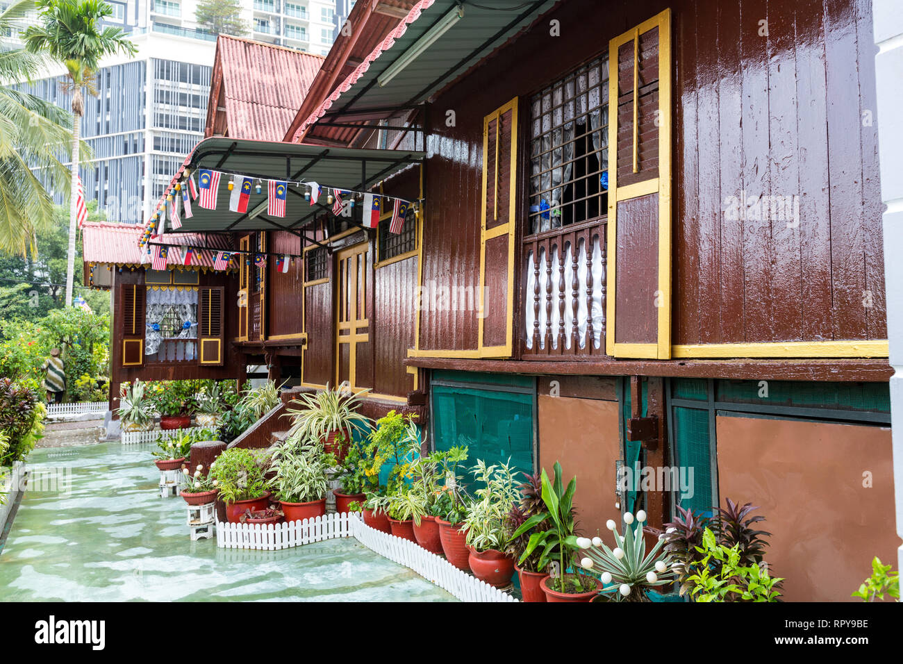 Traditional House in Kampung Morten, Melaka, Malaysia. Stock Photo