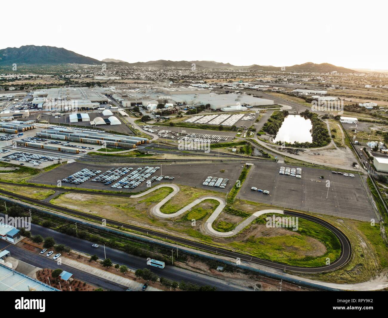 Aerial view of the Ford Motor Company automotive company in the