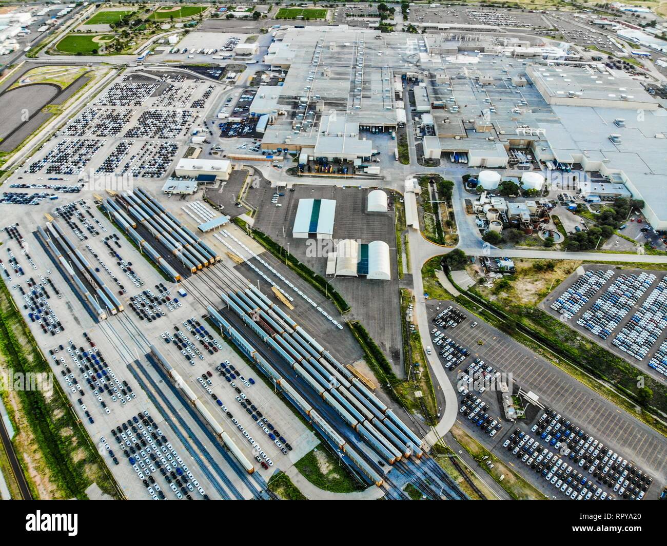 Aerial view of the Ford Motor Company automotive company in the