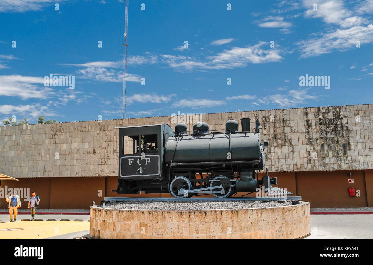 Train or Mexican railways passing through the popular colony in Ranchito and Metalera. Now conicido as Ferromex. Train station FERROMEX in Hermosillo. Stock Photo