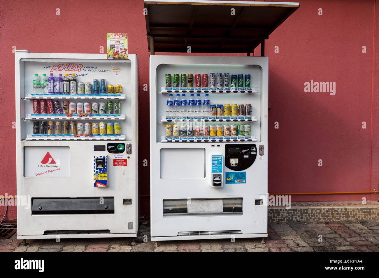 Vending Machines by the Stadthuys, Melaka, Malaysia. Stock Photo