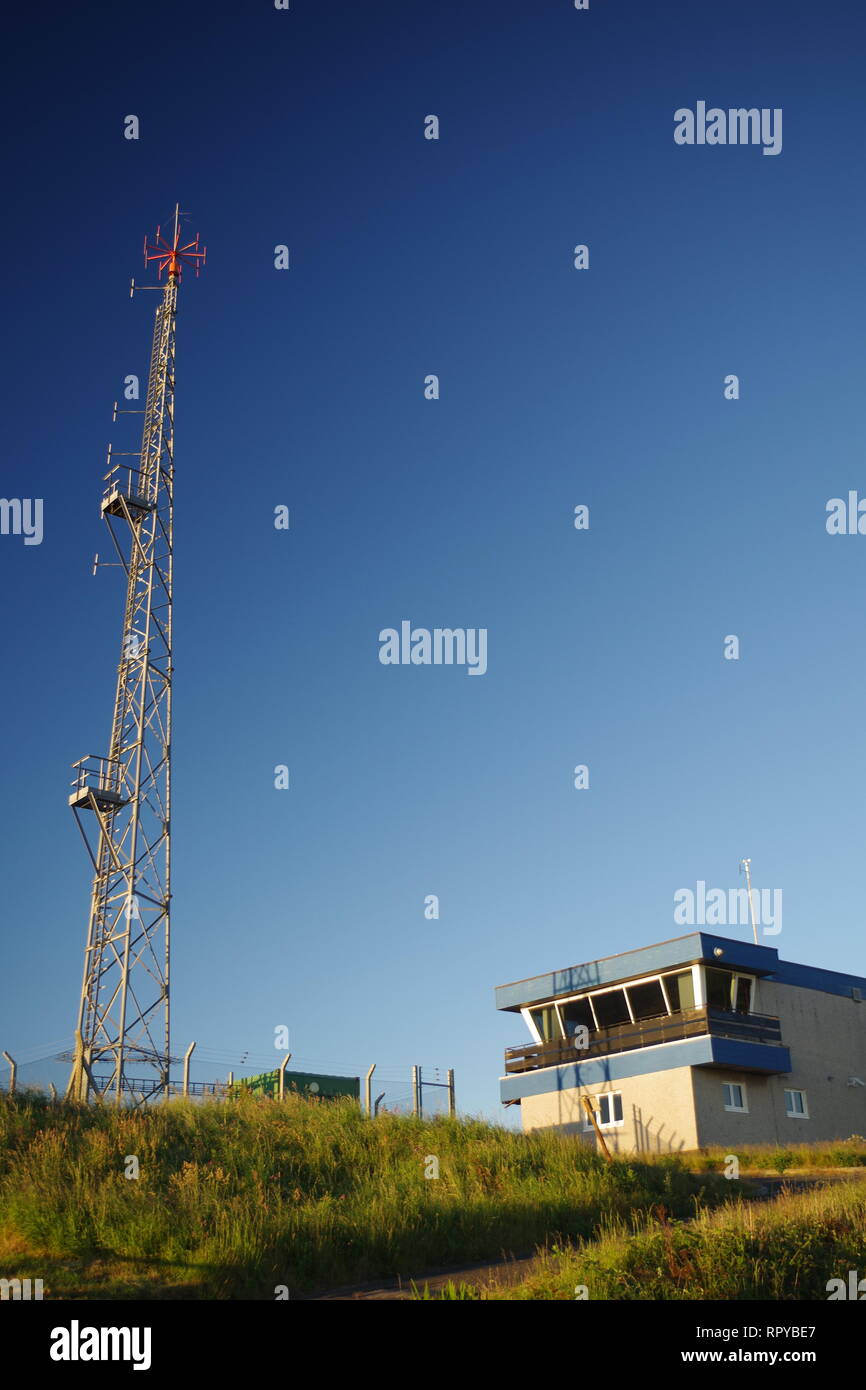 Communications Mast and old Air Traffic control Tower at the Disused Crail Airfield. Craighead