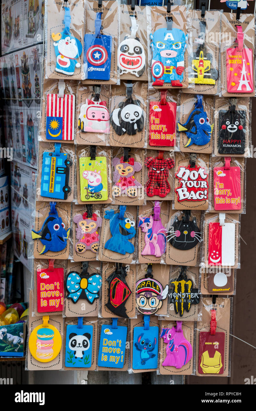 Humorous Luggage Tags, Melaka, Malaysia. Stock Photo