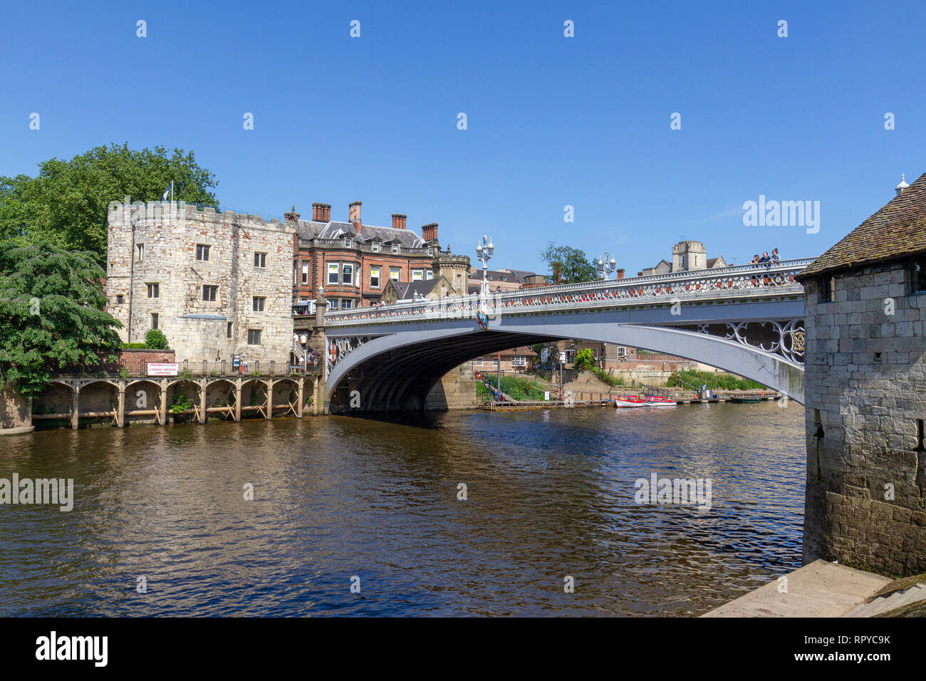 The River Ouse running under Lendal Bridge, City of York, UK. Stock Photo