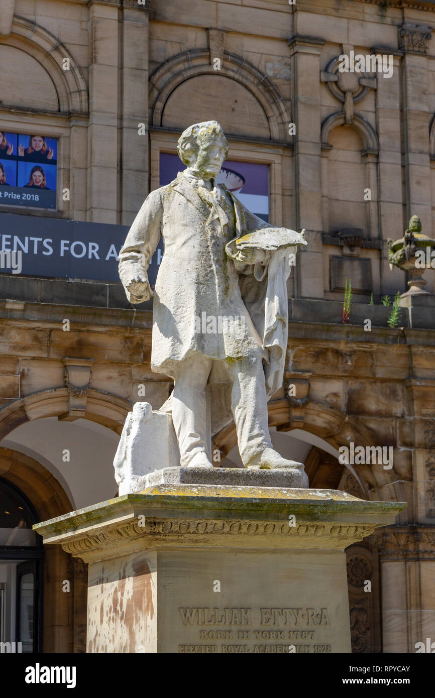 Statue of William Etty in front of York Art Gallery in the City of York