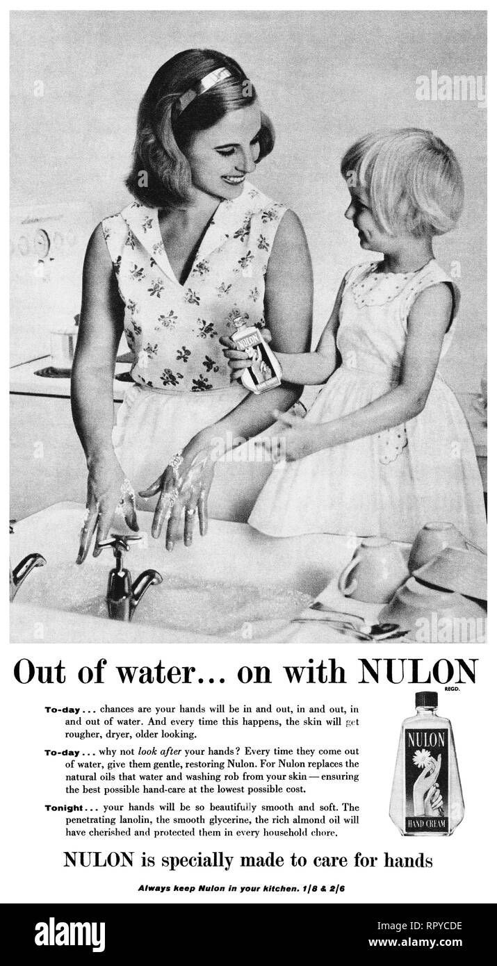 1959 British advertisement for Nulon hand cream Stock Photo Alamy