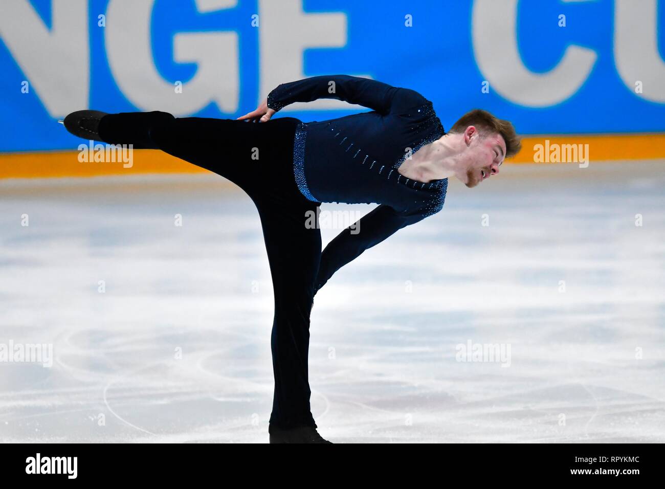 Figure skating: Challenge Cup 2019 on February 22,2019 at The Uithof in The Hague, Holland. Peter-James HALLAM (GBR) in Men Senior - Short Program (Photo by Soenar Chamid/AFLO) Stock Photo