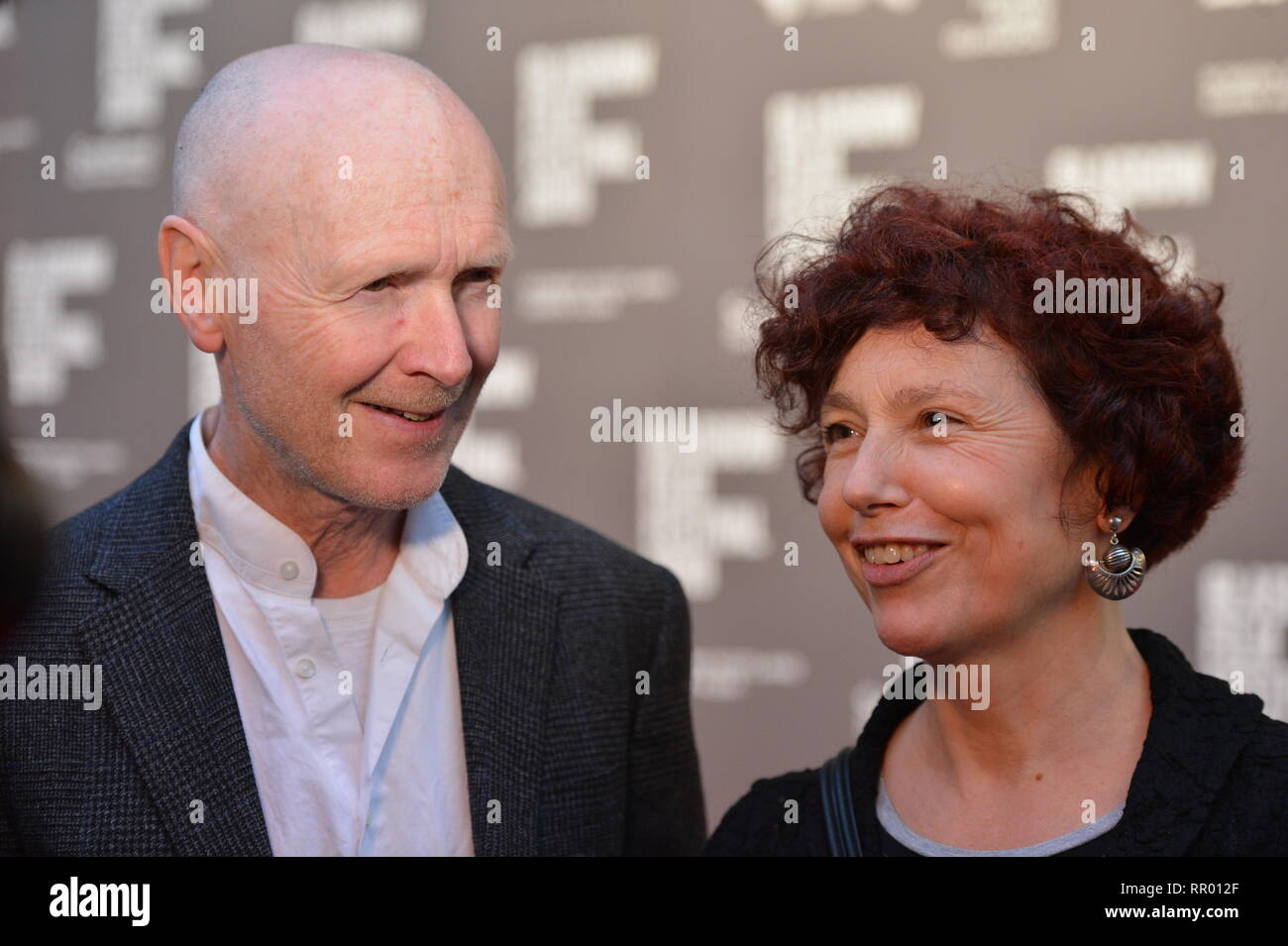 Glasgow, UK. 23 February 2019.  Red Carpet at the Glasgow Film Theatre for the Scottish Premier of the film, Yuli.  Directed by Iciar Bollain (right) and written by Paul Laverty (left), starring actor, Carlos Acosta. Credit: Colin Fisher/Alamy Live News Stock Photo