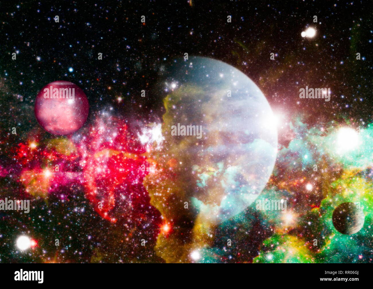 planets, stars and galaxies in outer space showing the beauty of space ...