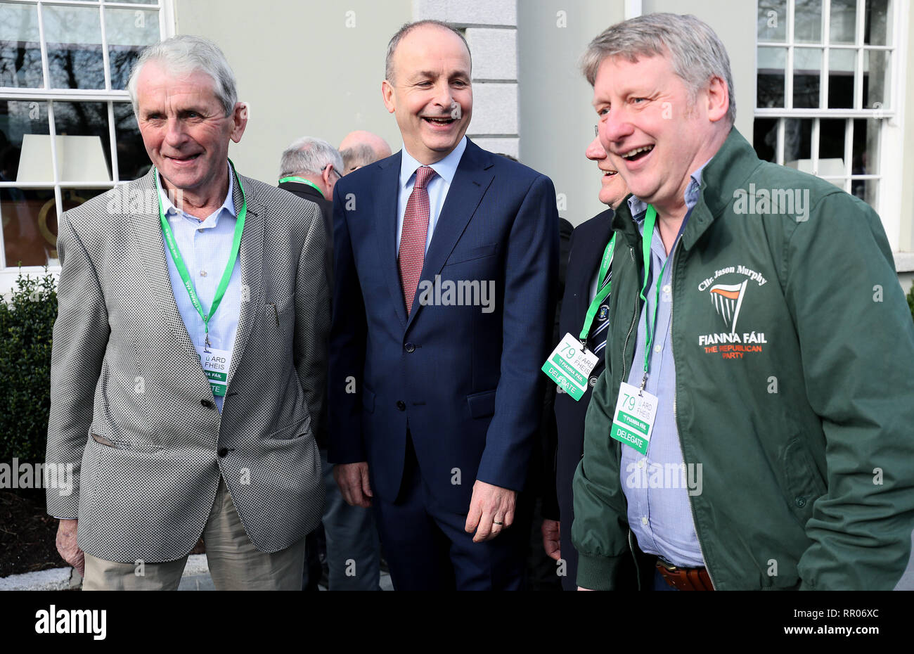 Fianna Fail leader Micheal Martin (centre) during his party's annual conference at the Citywest Hotel in Dublin. Stock Photo