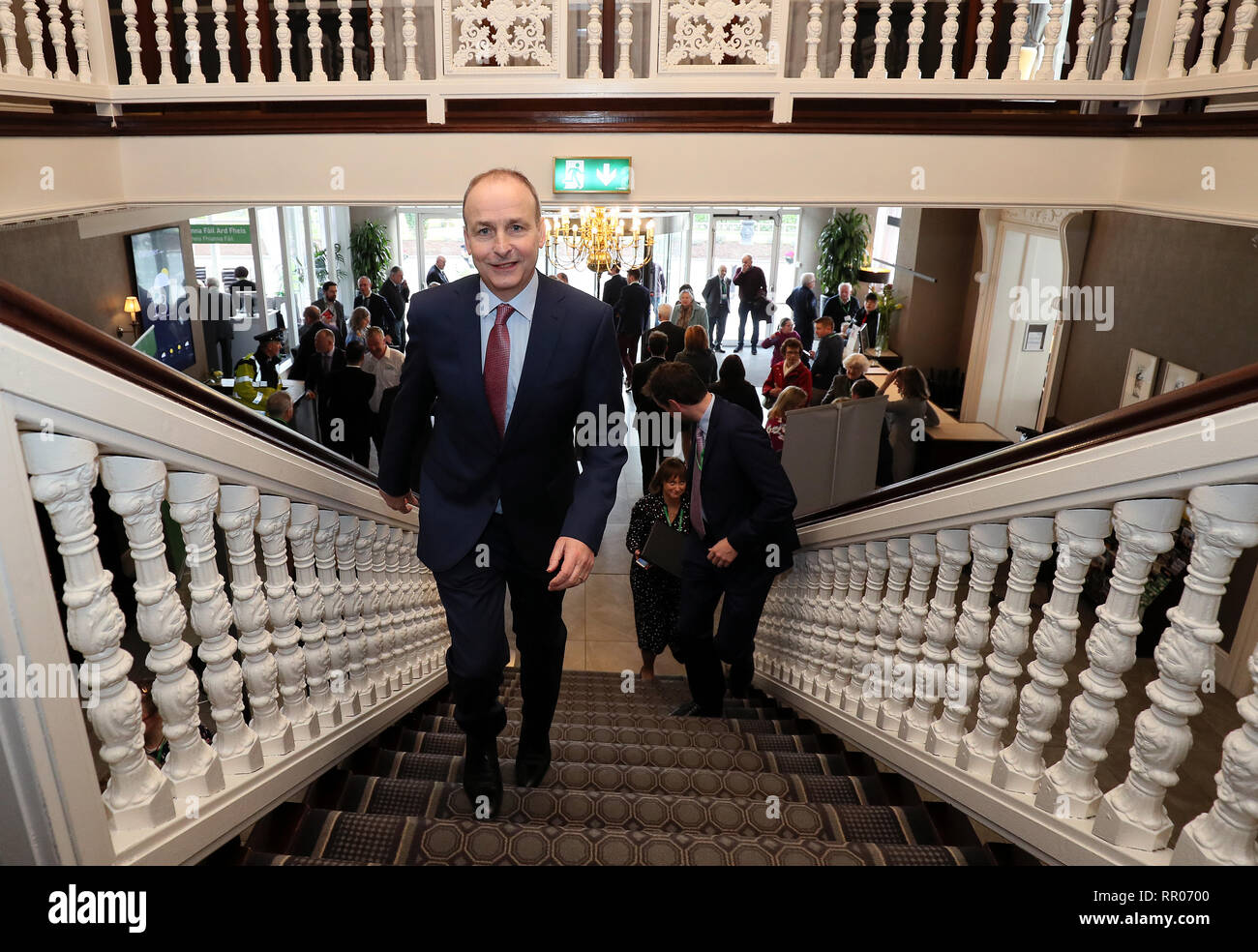 Fianna Fail leader Micheal Martin (centre) during his party's annual conference at the Citywest Hotel in Dublin. Stock Photo