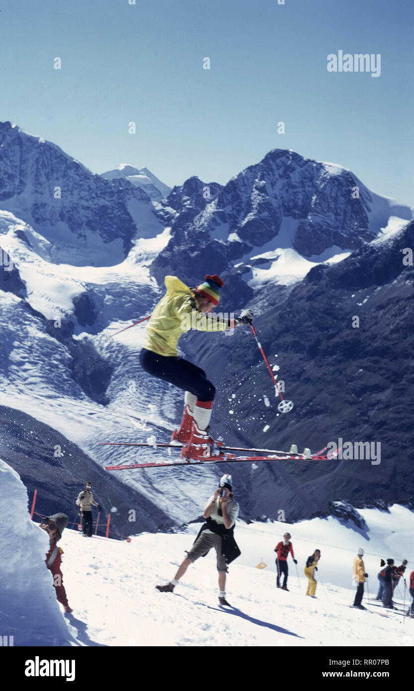 Schweiz - Skisportler / Überschrift: Schweiz Stock Photo